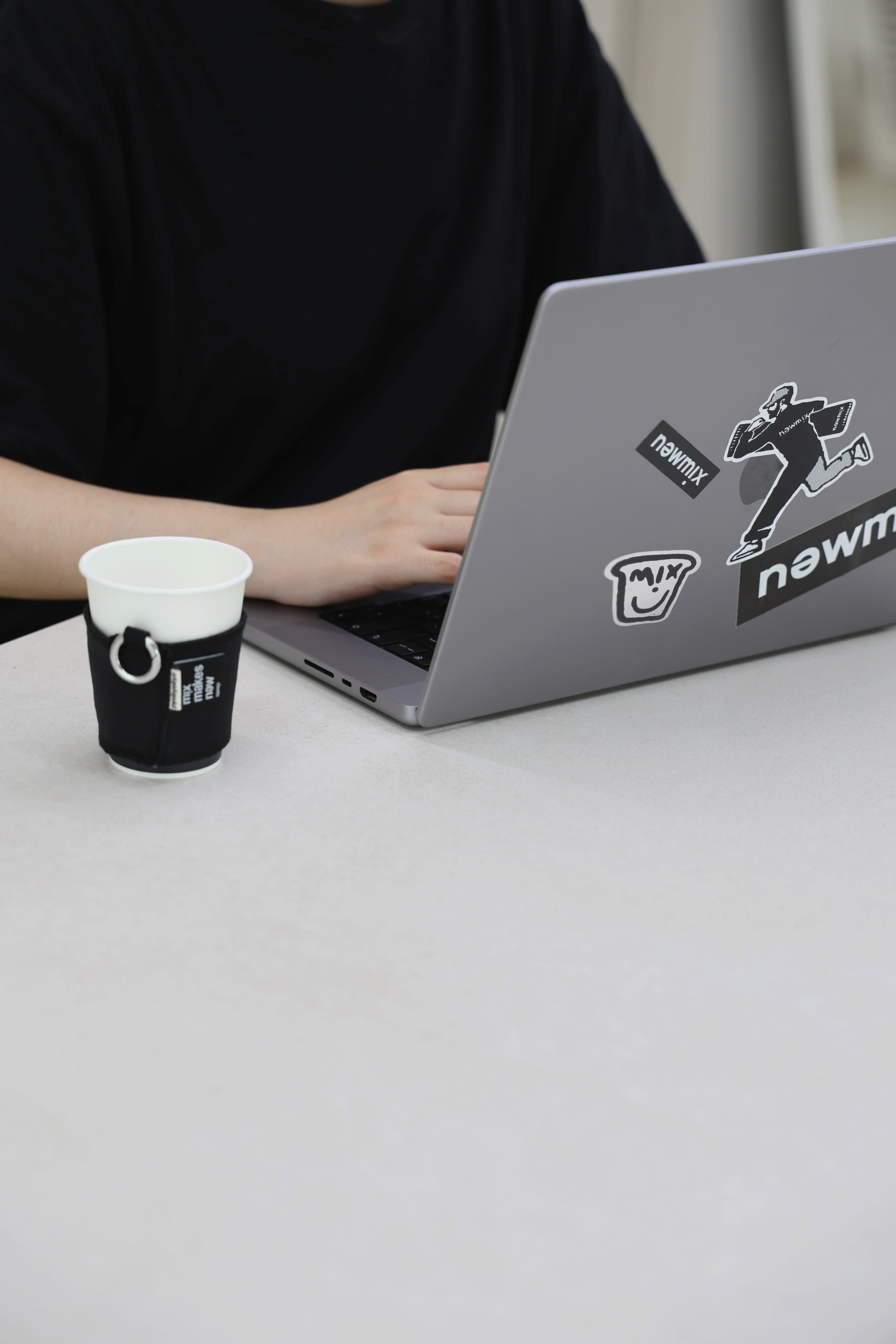 Laptop with Newmix sticker