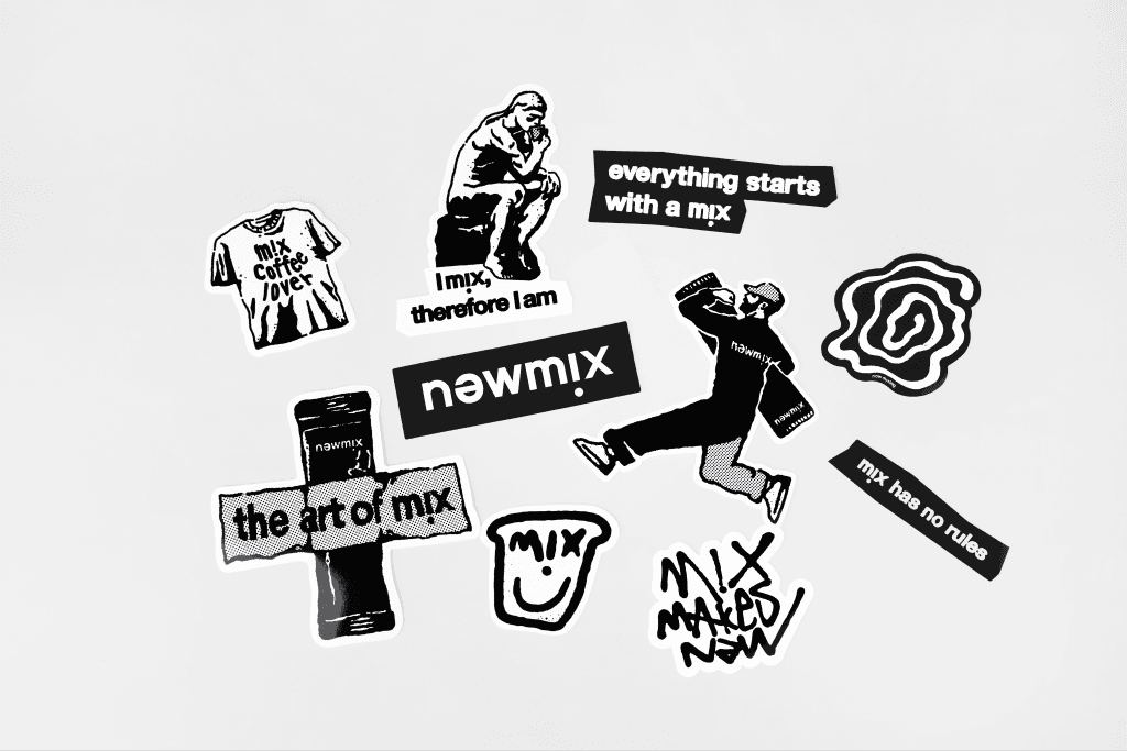 Newmix sticker flatlay